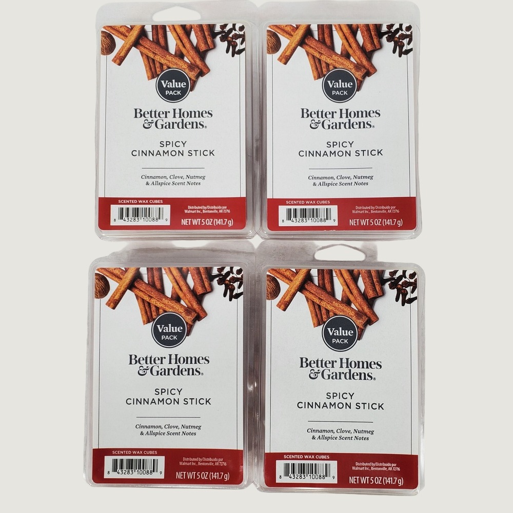 Better Homes & Gardens Spicy Cinnamon Stick Wax Melt Cubes 5oz 4 Pack 20oz Total